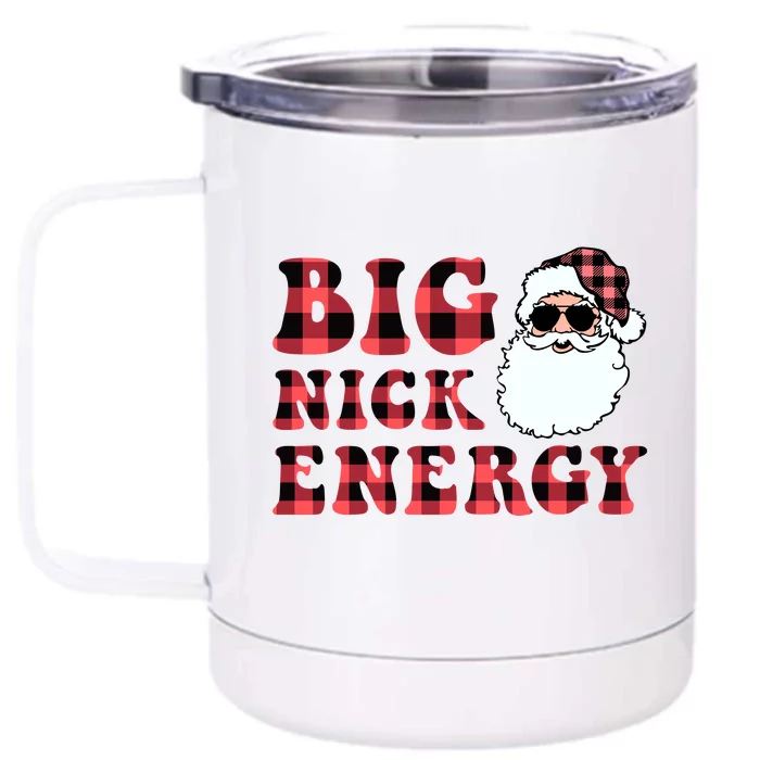 Plaid Big Nick Energy Santa Claus Funny Christmas Front & Back 12oz Stainless Steel Tumbler Cup