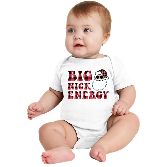 Plaid Big Nick Energy Santa Claus Funny Christmas Baby Bodysuit