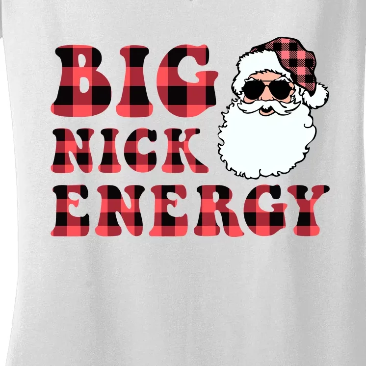 Plaid Big Nick Energy Santa Claus Funny Christmas Women's V-Neck T-Shirt