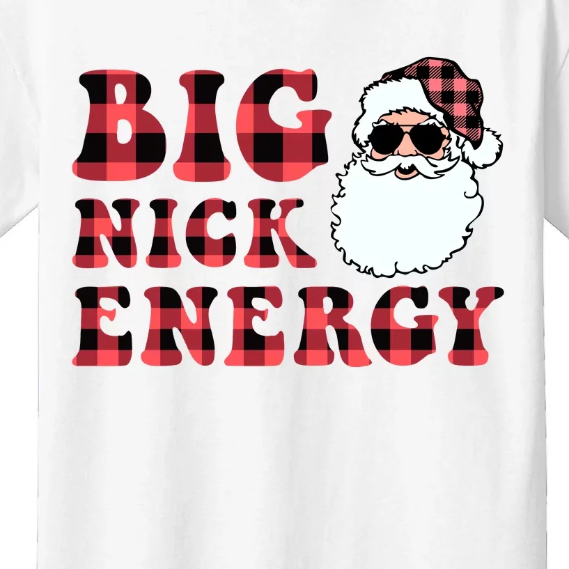 Plaid Big Nick Energy Santa Claus Funny Christmas Kids T-Shirt