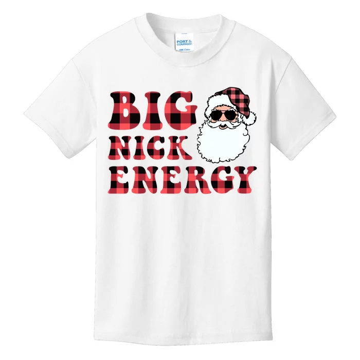 Plaid Big Nick Energy Santa Claus Funny Christmas Kids T-Shirt