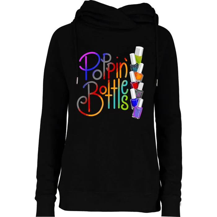 Popping Bottles Nail Polish Womens Funnel Neck Pullover Hood