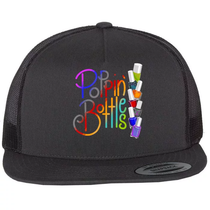 Popping Bottles Nail Polish Flat Bill Trucker Hat