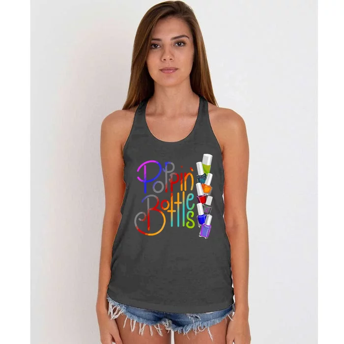 Popping Bottles Nail Polish Women's Knotted Racerback Tank