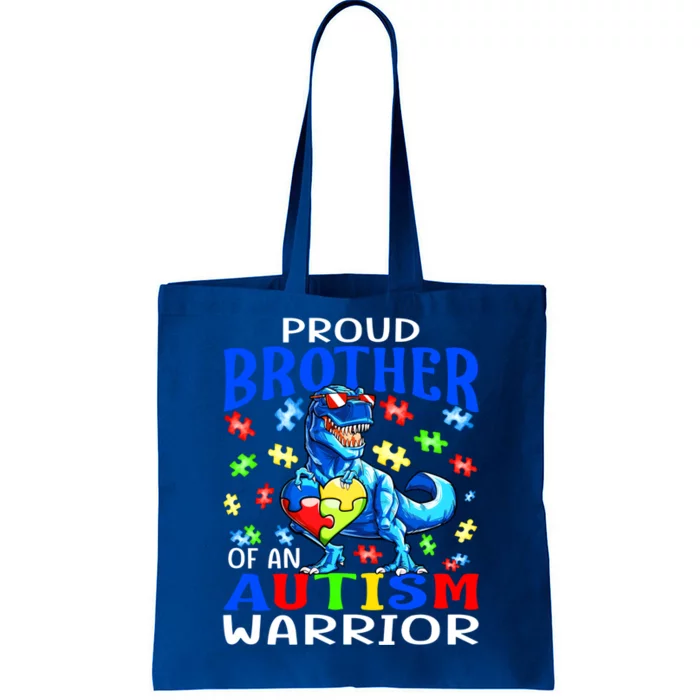 Proud Brother Of An Autism Warrior Dinosaur Cool Gift Tote Bag