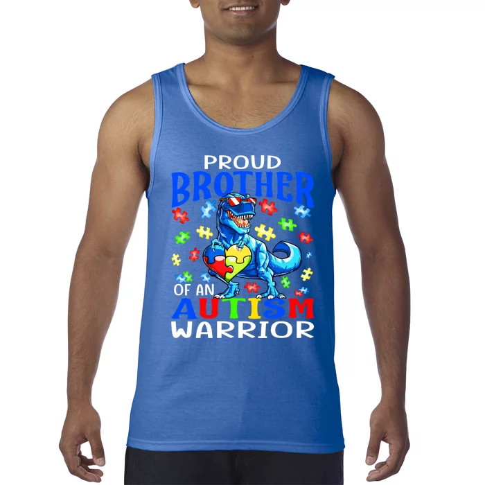 Proud Brother Of An Autism Warrior Dinosaur Cool Gift Tank Top