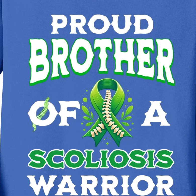 Proud Brother Of A Scoliosis Warrior Awareness Cute Gift Kids Long Sleeve Shirt