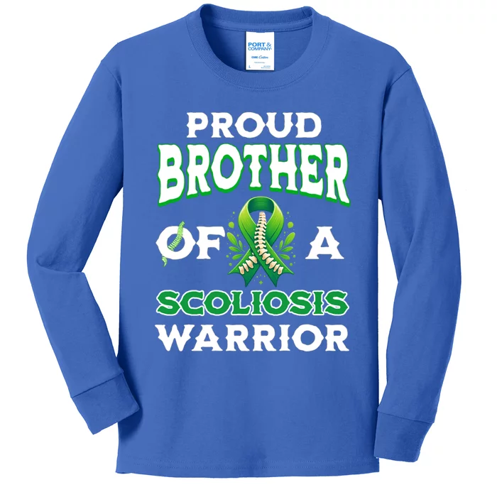 Proud Brother Of A Scoliosis Warrior Awareness Cute Gift Kids Long Sleeve Shirt