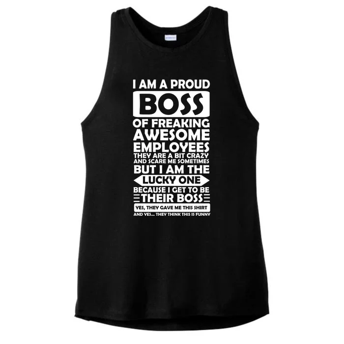 Proud Boss Of Freaking Awesome Employees Funny Gift Ladies Tri-Blend Wicking Tank