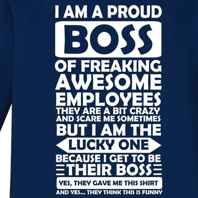 Proud Boss Of Freaking Awesome Employees Funny Gift Baby Long Sleeve Bodysuit