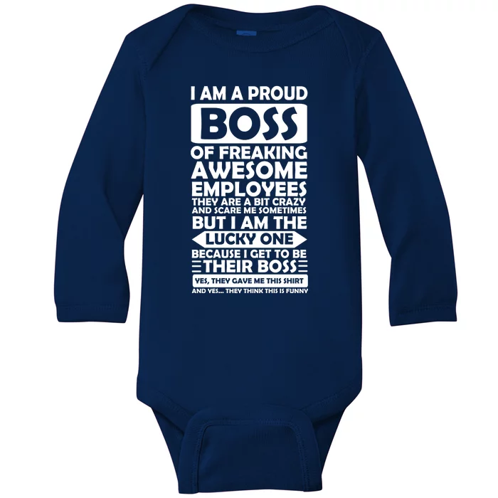 Proud Boss Of Freaking Awesome Employees Funny Gift Baby Long Sleeve Bodysuit