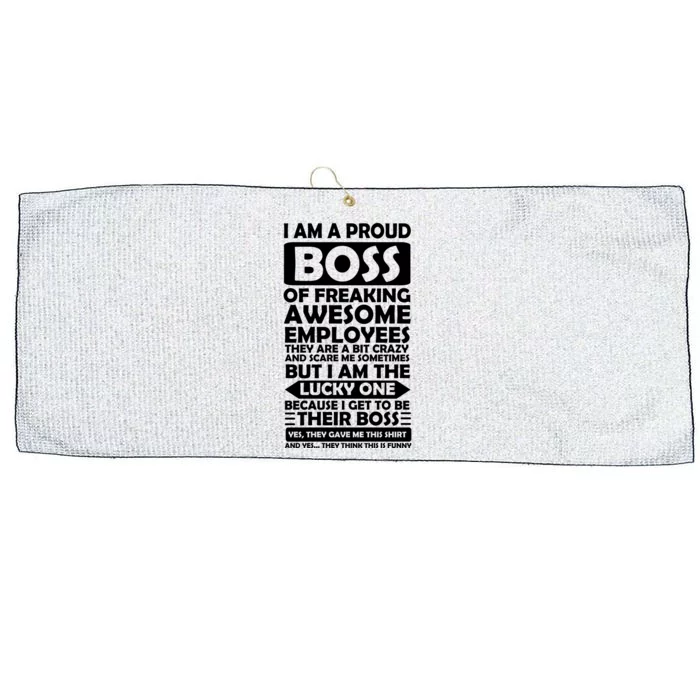 Proud Boss Of Freaking Awesome Employees Funny Gift Large Microfiber Waffle Golf Towel