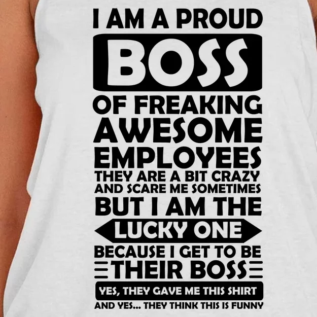 Proud Boss Of Freaking Awesome Employees Funny Gift Women's Knotted Racerback Tank