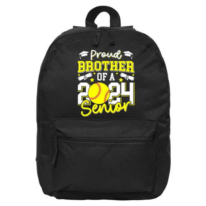 Proud Brother Of A 2024 Senior Brother Class 2024 Softball 16 in Basic Backpack