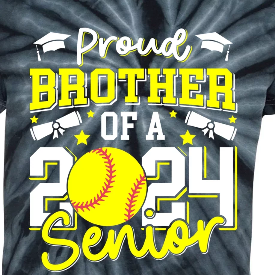 Proud Brother Of A 2024 Senior Brother Class 2024 Softball Kids Tie-Dye T-Shirt