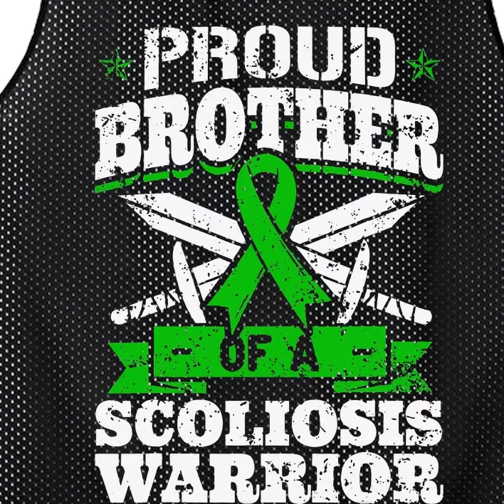 Proud Brother Of A Scoliosis Warrior Awareness Ribbon Mesh Reversible Basketball Jersey Tank