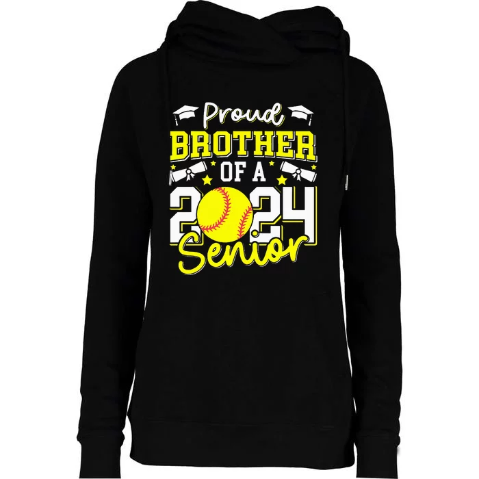 Proud Brother Of A 2024 Senior Brother Class 2024 Softball Womens Funnel Neck Pullover Hood