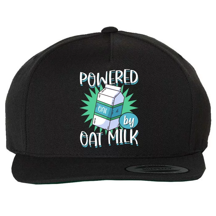 Powered By Oat Milk Cute Vegan Plant Based Cook Barista Wool Snapback Cap