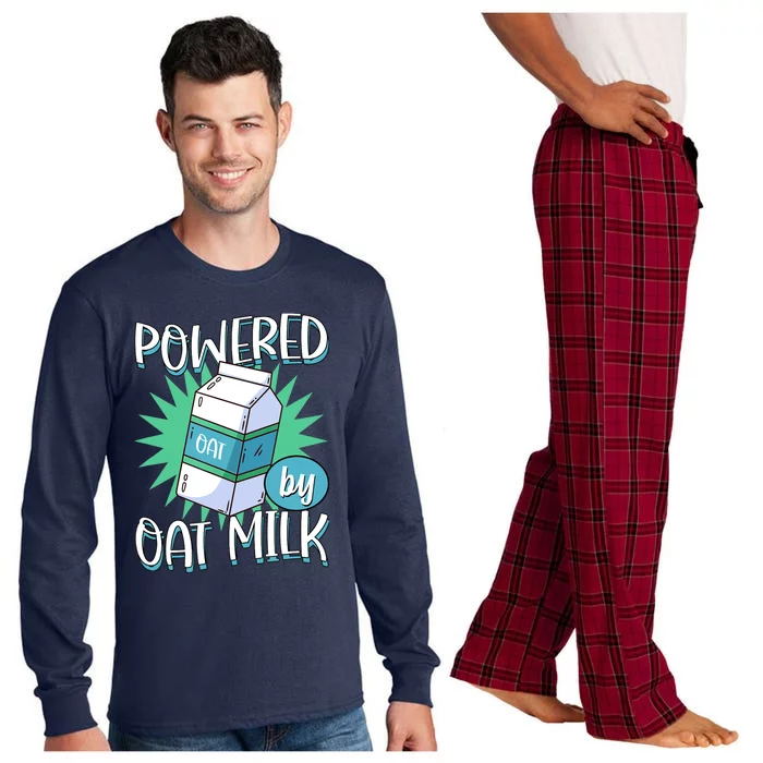 Powered By Oat Milk Cute Vegan Plant Based Cook Barista Long Sleeve Pajama Set