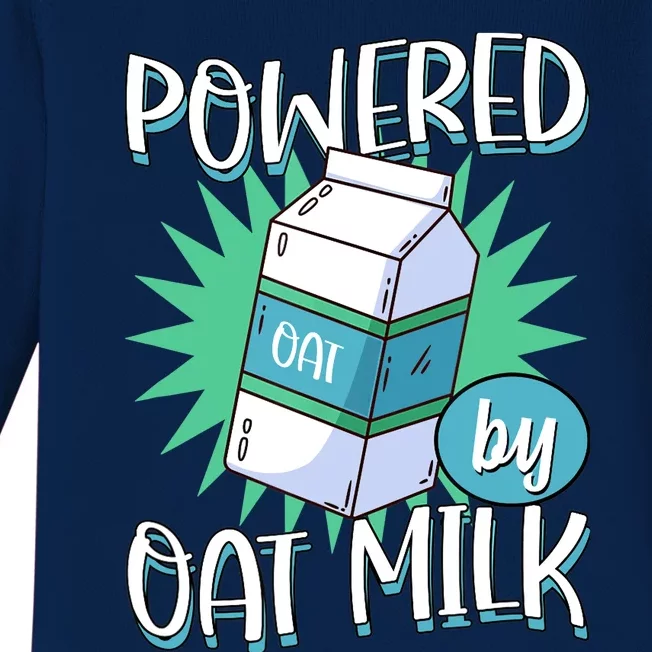 Powered By Oat Milk Cute Vegan Plant Based Cook Barista Baby Long Sleeve Bodysuit