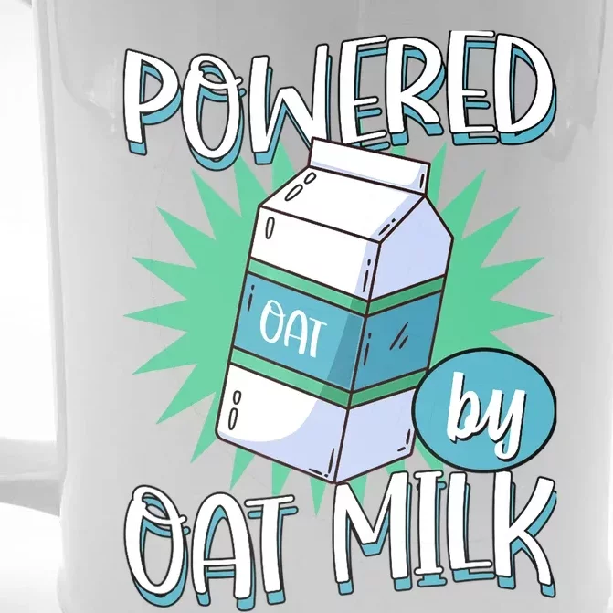 Powered By Oat Milk Cute Vegan Plant Based Cook Barista Front & Back Beer Stein