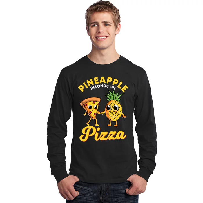 Pineapple Belongs On Pizza Hawaiian Hawaii Pizzeria Long Sleeve Shirt