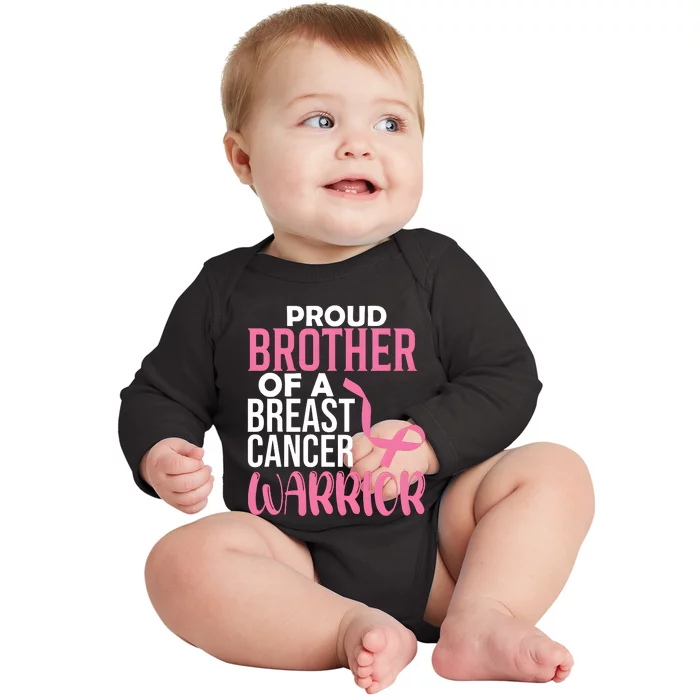 Proud Brother Of A Breast Cancer Warrior Baby Long Sleeve Bodysuit