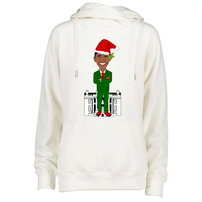 President Barack Obama Santa Claus Ugly Christmas Funny Xmas Gift Womens Funnel Neck Pullover Hood