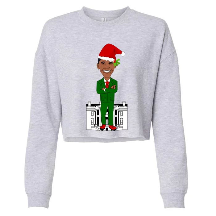 President Barack Obama Santa Claus Ugly Christmas Funny Xmas Gift Cropped Pullover Crew