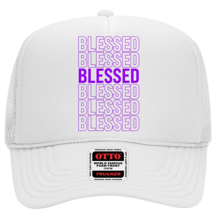 Purple Blessed Purple High Crown Mesh Trucker Hat