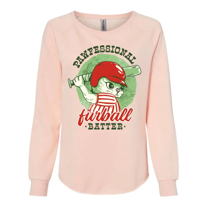 Professional Baseball Player Cat Cute Womens California Wash Sweatshirt