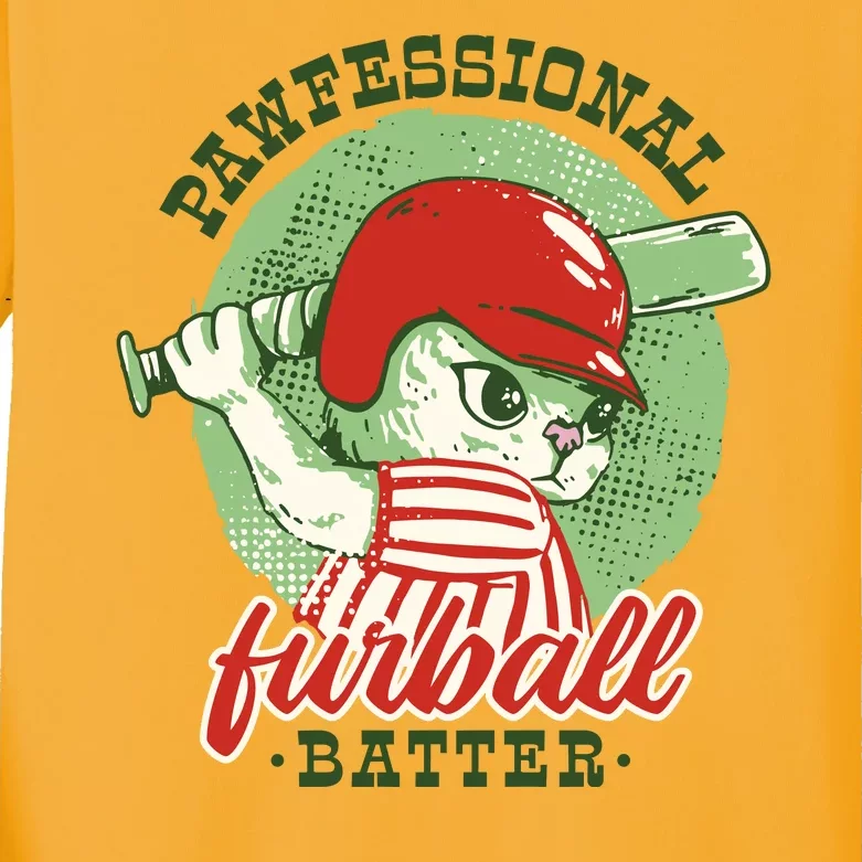 Professional Baseball Player Cat Cute Kids Long Sleeve Shirt