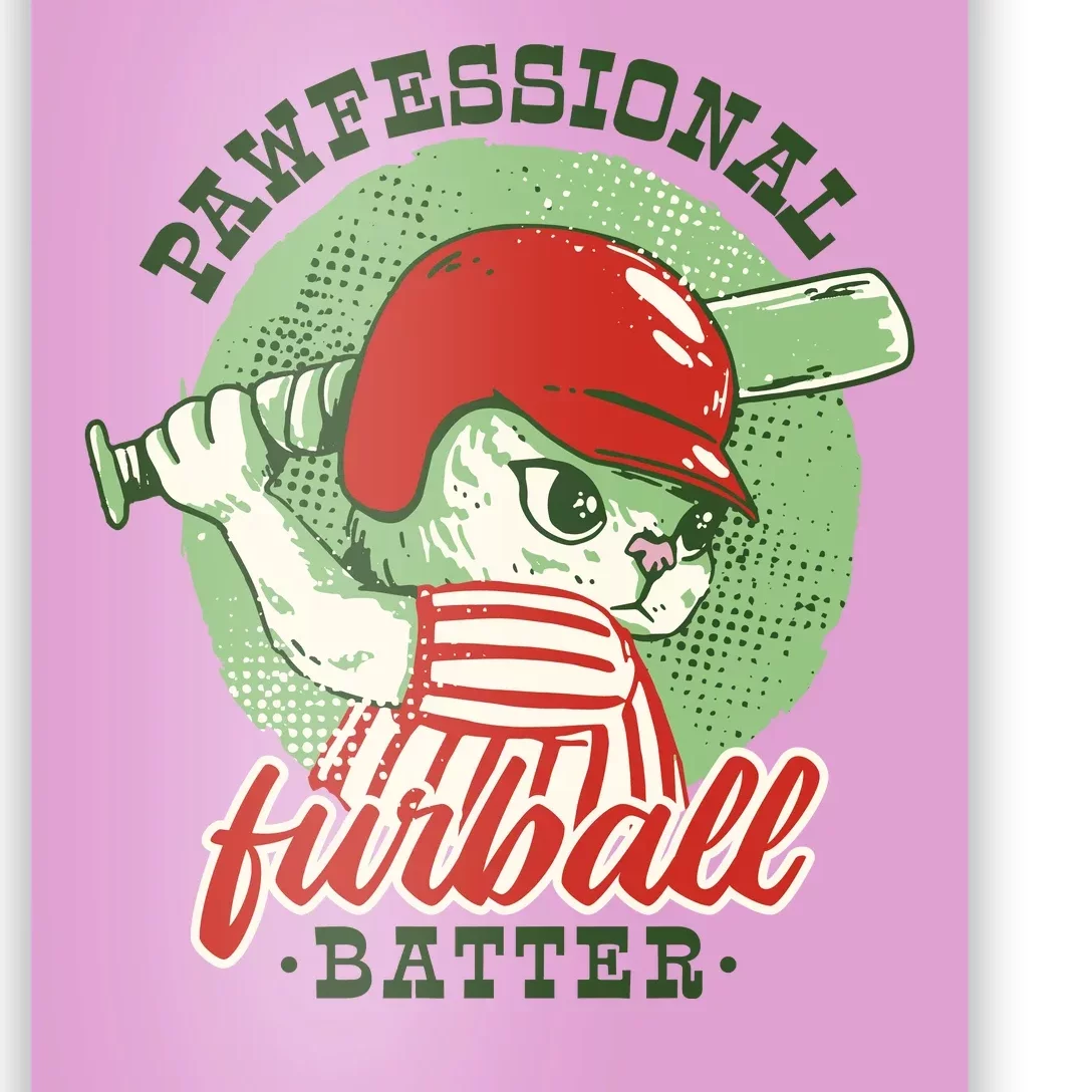 Professional Baseball Player Cat Cute Poster