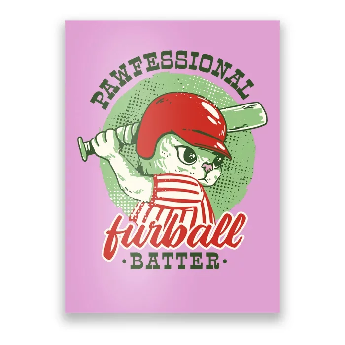 Professional Baseball Player Cat Cute Poster