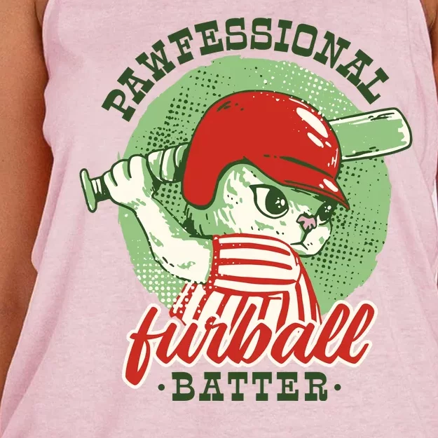 Professional Baseball Player Cat Cute Women's Knotted Racerback Tank