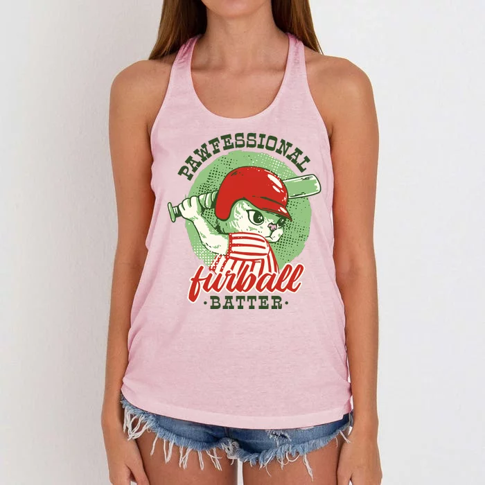 Professional Baseball Player Cat Cute Women's Knotted Racerback Tank