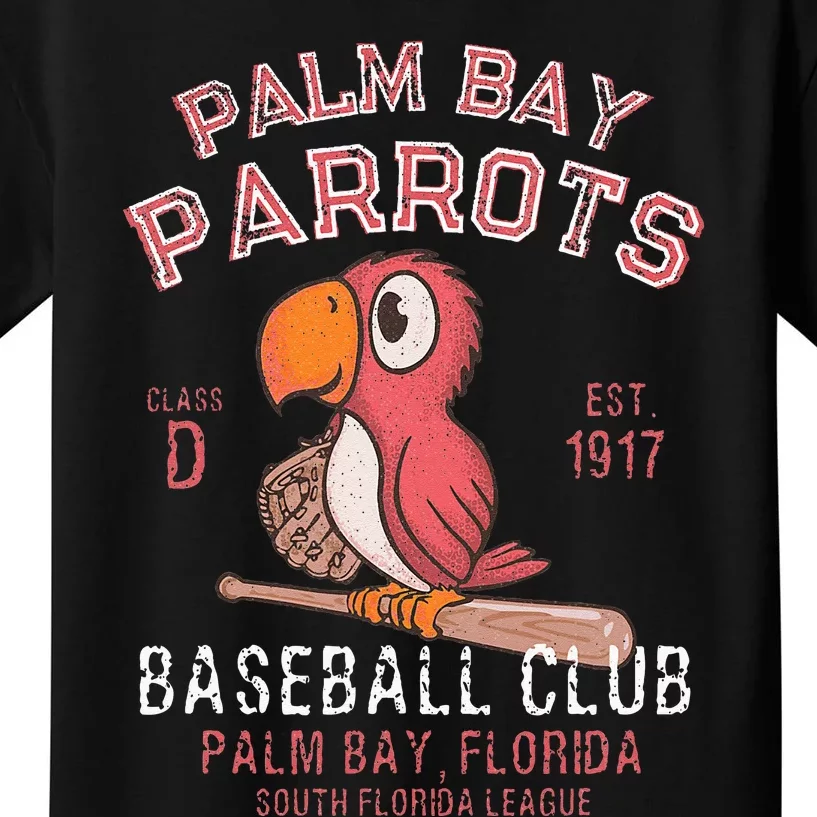 Palm Bay Parrots Baseball Retro Minor League Baseball Team Kids T-Shirt