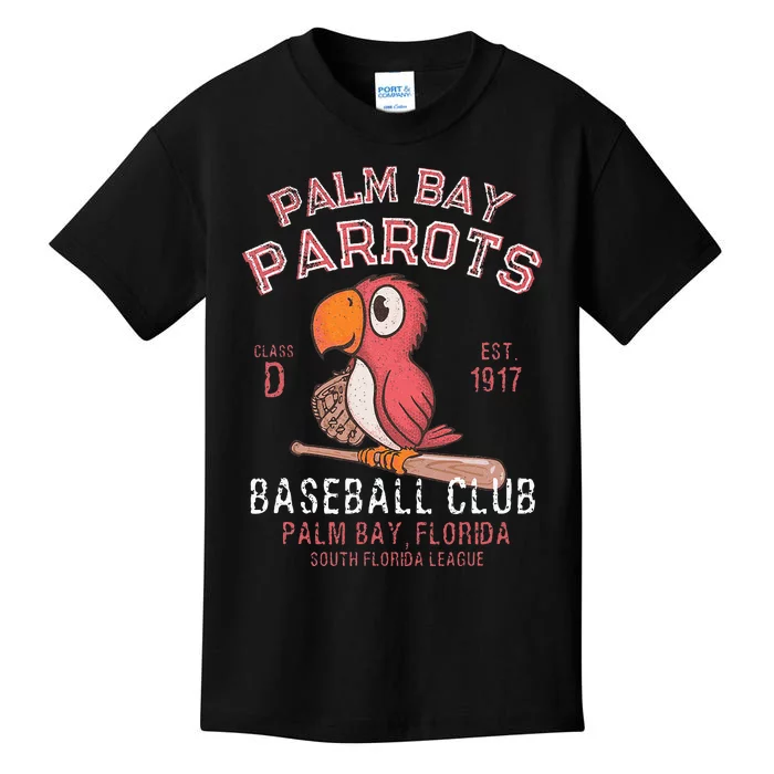 Palm Bay Parrots Baseball Retro Minor League Baseball Team Kids T-Shirt