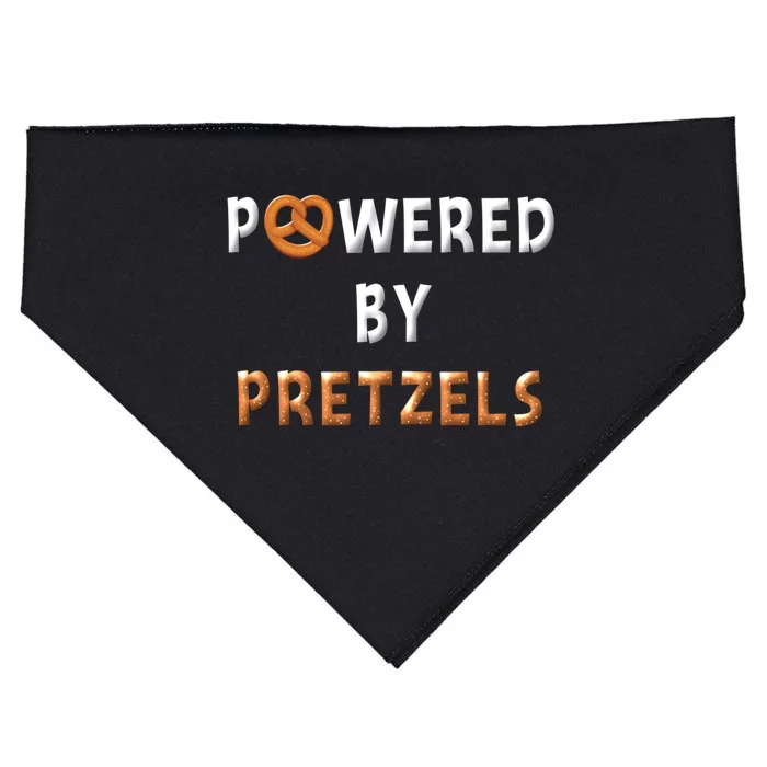 Powered By Pretzels Funny Pretzel Lovers Pretzel Day Saying Cute Gift USA-Made Doggie Bandana