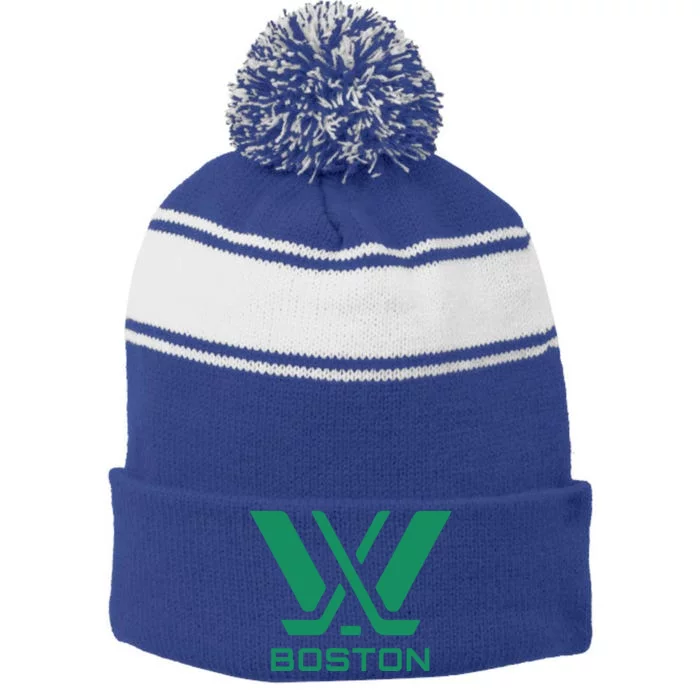 Pwhl Boston Stripe Pom Pom Beanie