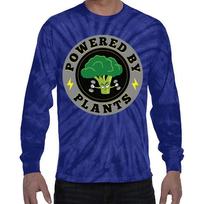 Powered By Plants Funny Vegan Plant Power Tie-Dye Long Sleeve Shirt