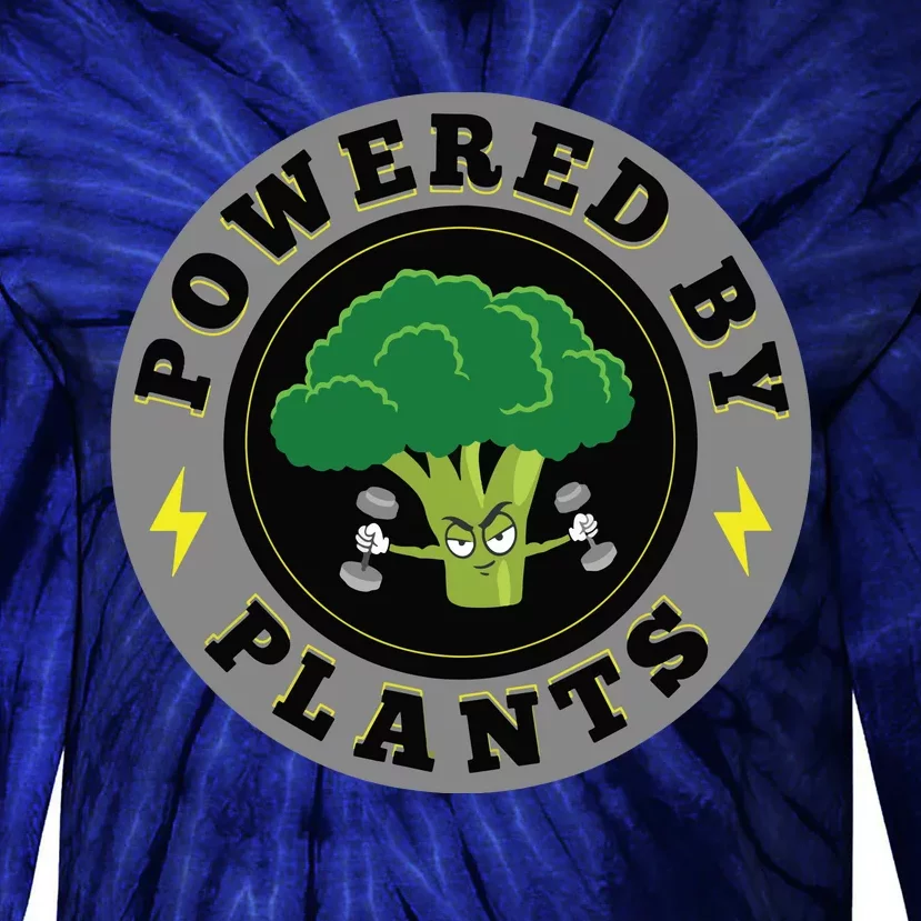 Powered By Plants Funny Vegan Plant Power Tie-Dye Long Sleeve Shirt