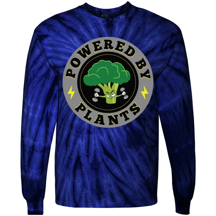 Powered By Plants Funny Vegan Plant Power Tie-Dye Long Sleeve Shirt