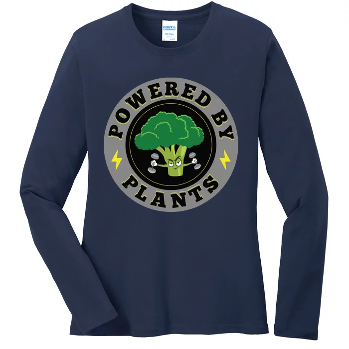 Powered By Plants Funny Vegan Plant Power Ladies Long Sleeve Shirt