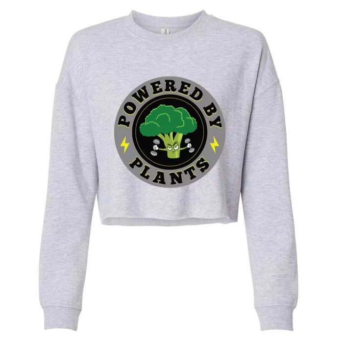 Powered By Plants Funny Vegan Plant Power Cropped Pullover Crew