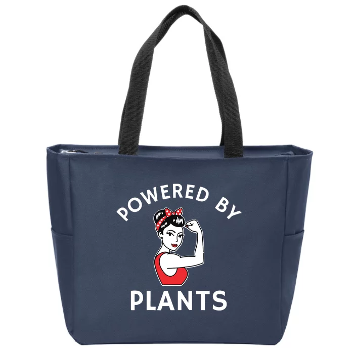 Powered By Plants Retro Womens Vegan Fitness Zip Tote Bag