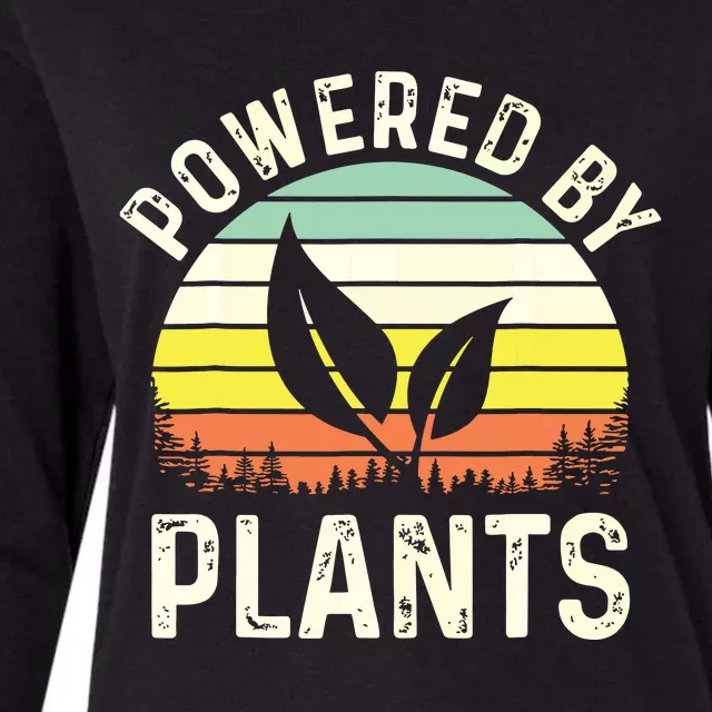 Powered By Plants Veggie Vegan Gardening Womens Cotton Relaxed Long Sleeve T-Shirt