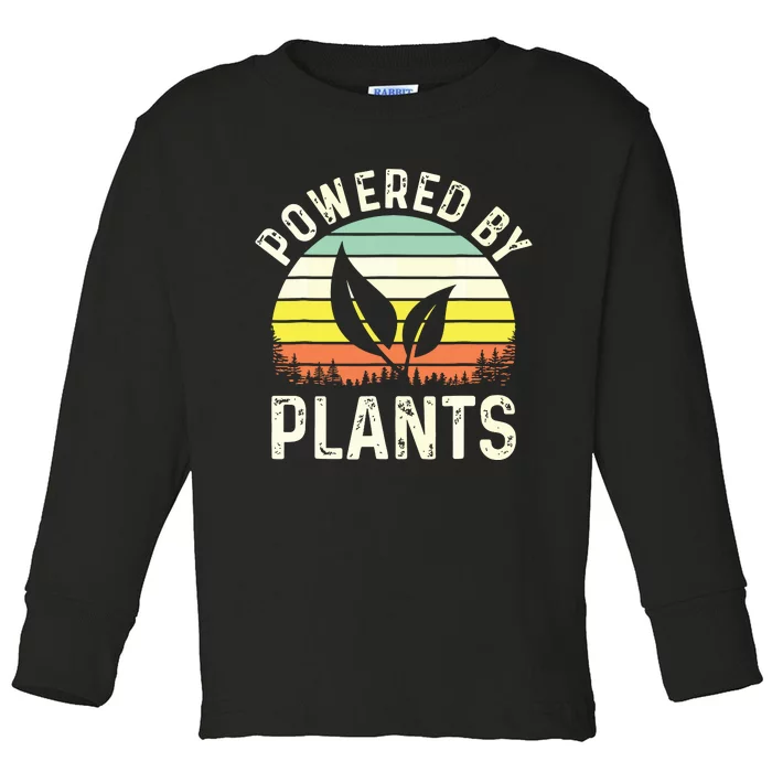 Powered By Plants Veggie Vegan Gardening Toddler Long Sleeve Shirt