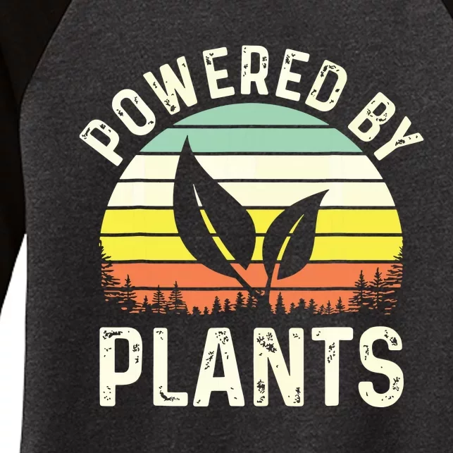 Powered By Plants Veggie Vegan Gardening Women's Tri-Blend 3/4-Sleeve Raglan Shirt