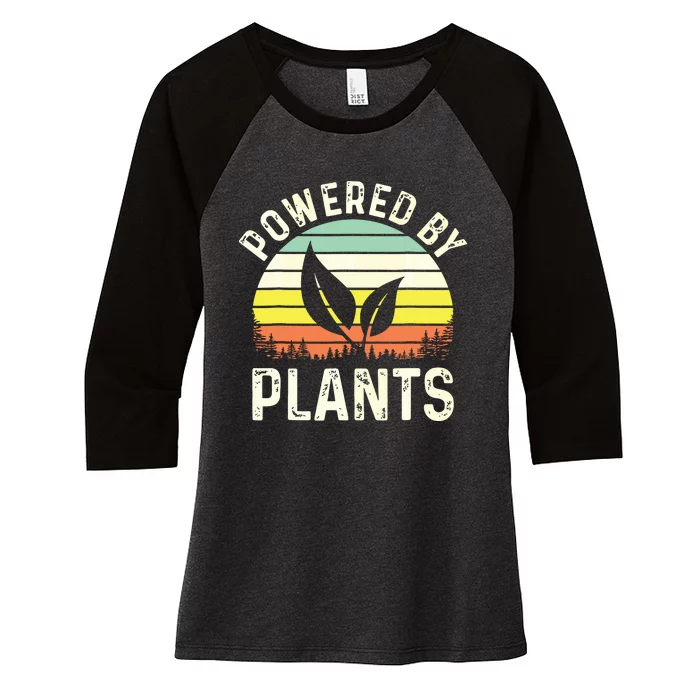 Powered By Plants Veggie Vegan Gardening Women's Tri-Blend 3/4-Sleeve Raglan Shirt